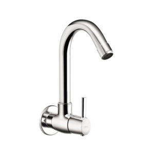 Cera Ripple Sink cock (wall mounted) with 165 mm (6.5inch) long swivel spout and wall flange
