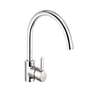 Cera Ripple Single lever sink mixer (table mounted) with 235 mm (9inch) long swivel spout and 450 mm long braided connection pipe
