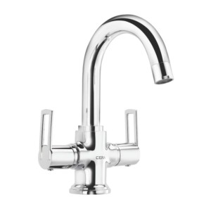 Cera Topaz Central hole basin mixer with 450mm braided connection pipe