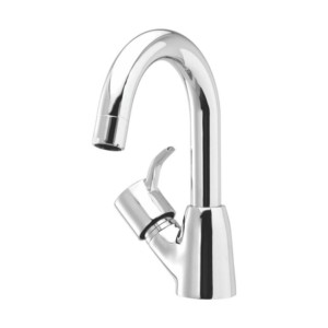 Cera Crayon Pillar cock with swan neck spout right and aerator