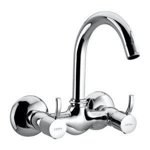Cera Crayon Sink mixer wall mounted with 170mm long swivel spout