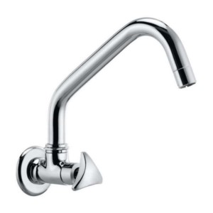 Cera Diva Sink cock wall mounted with 188mm long swivel spout and wall flange