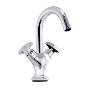 Cera Diva Central hole basin mixer with 450 mm braided connection pipe
