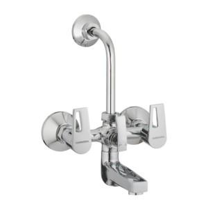 Varmora Aero Wall mixer with provision for overhead shower with 115 mm long bend pipe, connecting legs & wall flanges