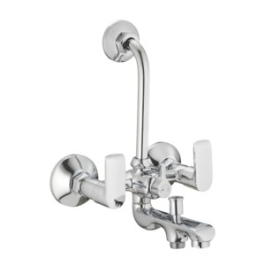 Varmora Curve Pro Wall mixer 3 in 1 system with provision for both hand shower & overhead shower with 115 mm long bend pipe, connecting legs & wall flanges