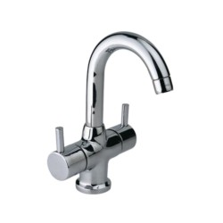 Jaquar Florentine Central Hole Basin Mixer with Regular Spout without Popup Waste System with 450mm Long Braided Hoses, 20mm Cartridge Size