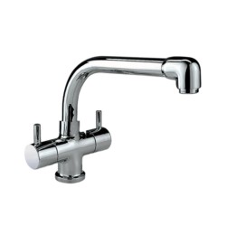 Jaquar Florentine Sink Mixer, 1-Hole with Swinging Extended Spout (Table Mounted Model) with 450mm Long Braided Hoses