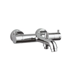 Jaquar Florentine Exposed Bath Shower Mixer Wall Mounted with Thermosatic Control Cartidge with Button Attachment on Spout with Connecting Legs & Wall Flanges