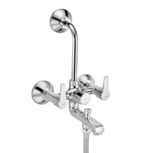 Eauset Montana Bath Mixer 3 In 1 System With Provision For Both Hand Shower & Over Head Shower With LBend 115mm With Wall Flange