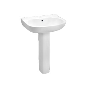 Rak Flora 18x14inch 450x360x195 Wash Basin White with Flora 18 Full Pedestal