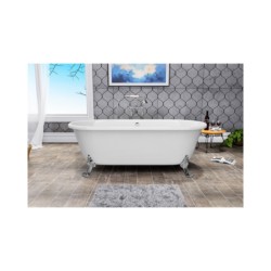 Jaquar Queens 1702x787x434mm Free Standing Bath Tub with Gold Over Flow, Waste & Legs