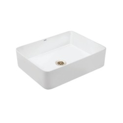 Jaquar JDR 525x415x140mm Thin Rim White Rectangular Table Top Wash Basin