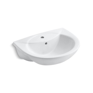 Kohler Odeon Semi-recessed lavatory with single faucet hole White