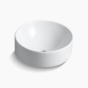 Kohler Chalice Round Vessel Wash Basin without faucet hole White