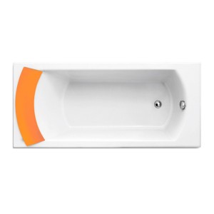 Kohler Ove 1.7M Drop-in acrylic bath White with orange bath pillow
