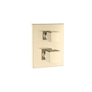 Kohler Autosense 235+ Geometric thermostatic recessed bath and shower square trim french gold