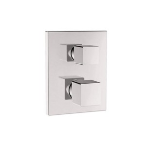 Kohler Autosense 235+ Geometric thermostatic recessed bath and shower square trim Polished chrome