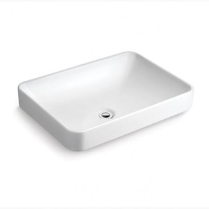 Kohler ForeFront Rectangular vessel Wash Basin without faucet hole White
