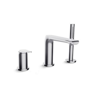 Kohler Avid Deck-mount bath tub filler with hand shower Polished chrome