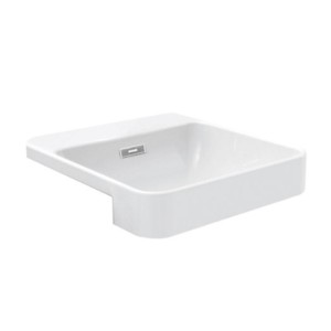 Kohler Fore Front Square Semi-recessed Wash Basin with single faucet hole in white