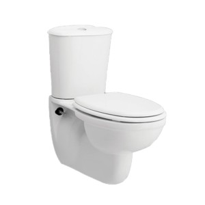 Rak Karla 665x355x390 P Trap 180mm Couple Floor Mounted Water Closet with Cistern with Flush and Karla PP Soft Close Seat Cover White