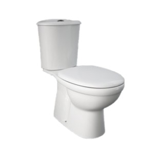 Rak Karla 683x360x390 S Trap 100mm Couple Floor Mounted Water Closet with Cistern with Flush and Karla PP Soft Close Seat Cover White