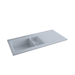 Rak Dream 1010x510x220 White Kitchen Sink with Waste Fitting kit for Dream SI-MX20D1 and Pvc Bottle Trap 1.25inch X 40M