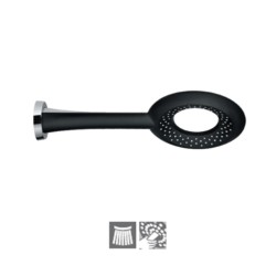 Jaquar Overhead Shower 250mm Round Single Flow ABS Body with Face Plate Black Matt with Rubit Cleaning System