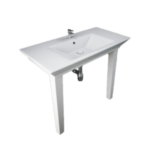 Rak Opulence 100cm HIS 1000x490x850 Console Wash Basin White with Leg 2Pcs