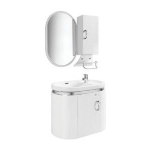 Somany Otis Wall Hung PVC Vanity with mirror 450x700mm, Basin 700x420mm,Side Cabinet 250x130x500, Wall Mounted 680x400x500mm, Soft Close Hinges and Mirror With Shelf