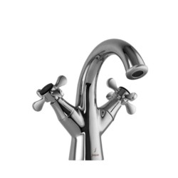 Jaquar Queens Prime Central Hole Basin Mixer without Popup Waste System with 450mm Long Braided Hoses