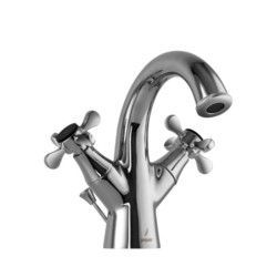 Jaquar Queens Prime Central Hole Basin Mixer with Popup Waste System with 450mm Long Braided Hoses
