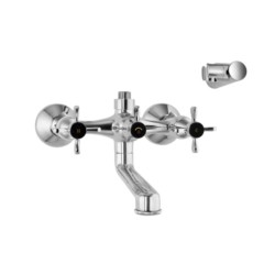 Jaquar Queens Prime Wall Mixer with Connector for Hand Shower Arrangement with Connecting Legs, Wall Flanges & Wall Bracket for Hand Shower