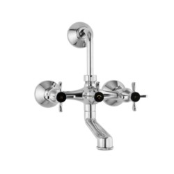 Jaquar Queens Prime Wall Mixer with Provision for Overhead Shower with 115mm Long Bend Pipe on Upper Side, Connecting Legs & Wall Flanges