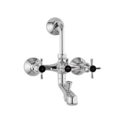 Jaquar Queens Prime Wall Mixer 3in1 system with provision for both Hand Shower and Overhead shower complete with 115mm Long Bend Pipe, connecting legs & wall Flange