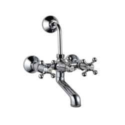 Jaquar Queens Wall Mixer with Provision For Overhead Shower with 115mm Long Bend Pipe On Upper Side, Connecting Legs & Wall Flanges