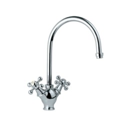 Jaquar Queens Sink Mixer, 1-Hole with Regular Spout (Table Mounted Model) with 450mm Long Braided Hoses