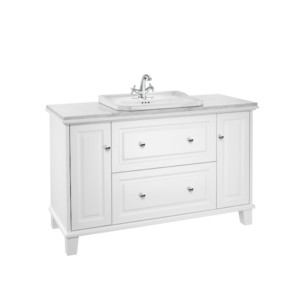 Roca Carmen Base Unit 1300 White For In-Countertop Basin With Two Drawers And Two Doors