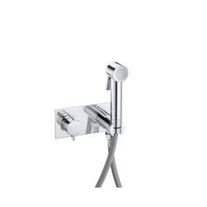 Roca Shower Kit Progressive Mixer 1Way With Handshower Integrated Bracket Water Inlet And Flexible Hose Chrome