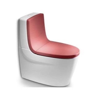 Roca Khroma Close Coupled Water Closet Passion Red With Rs341650000 Cistern With 6/3L Chrome Push Button, Ra801652F3T Cushioned Soft Close Seat Cover And Ra80165Af3T Cushioned Cistern Front