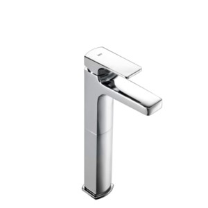 Roca Escuadra High Neck Basin Mixer With Aerator, Pop-Up Waste And Flexible Supply Hoses Chrome