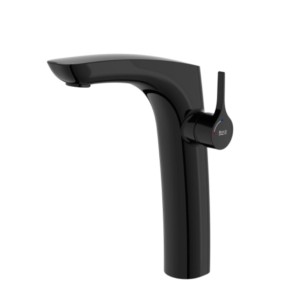 Roca Insignia High Neck Basin Mixer Smooth Body 3/8 Titanium Black