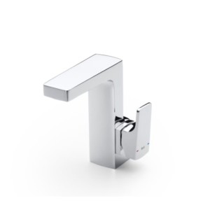 Roca L90 Single-Lever Basin Mixer With Lateral Handle With Pop-Up Waste And Flexible Supply Connections Cold Start Chrome