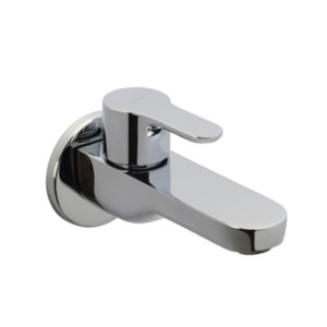 Roca L20 Bib Tap With Decor Base Plate, Easy Clean Coin Shape Aerator, Quarter Turn Operation Chrome