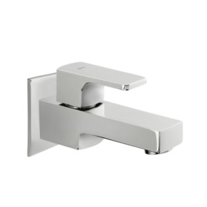 Roca Escuadra Cold Tap Bib Cock With Decor Base Plate, Easy Clean Brass Nut Aerator, Quarter Turn Operation Chrome