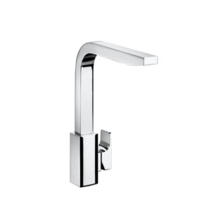 Roca L90 Single-Lever Kitchen Mixer With Swivel Straight Spout And Flexible Supply Connections Chrome