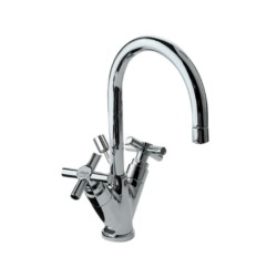 Jaquar Solo Central Hole Basin Mixer with Popup Waste System with 450mm Long Braided Hoses