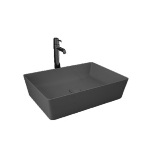 Rak Wash Basin 50cm 500x360x130 Rectangular Matt Black with IDUO000514A Click Clack