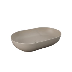 Rak Wash Basin 55cm 500x350x130 Oval Matt Greige with IDUO000514A Click Clack