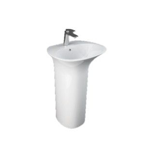 Rak Sensation 55cm 550x460x900 Full Pedestal Wash Basin with Hidden Fixations and Tap Hole